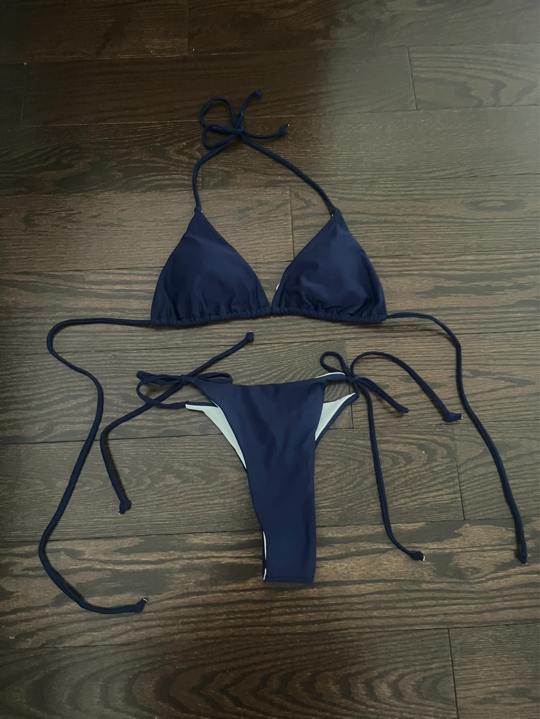 SHEIN Navy Blue String Bikini Set - Size S