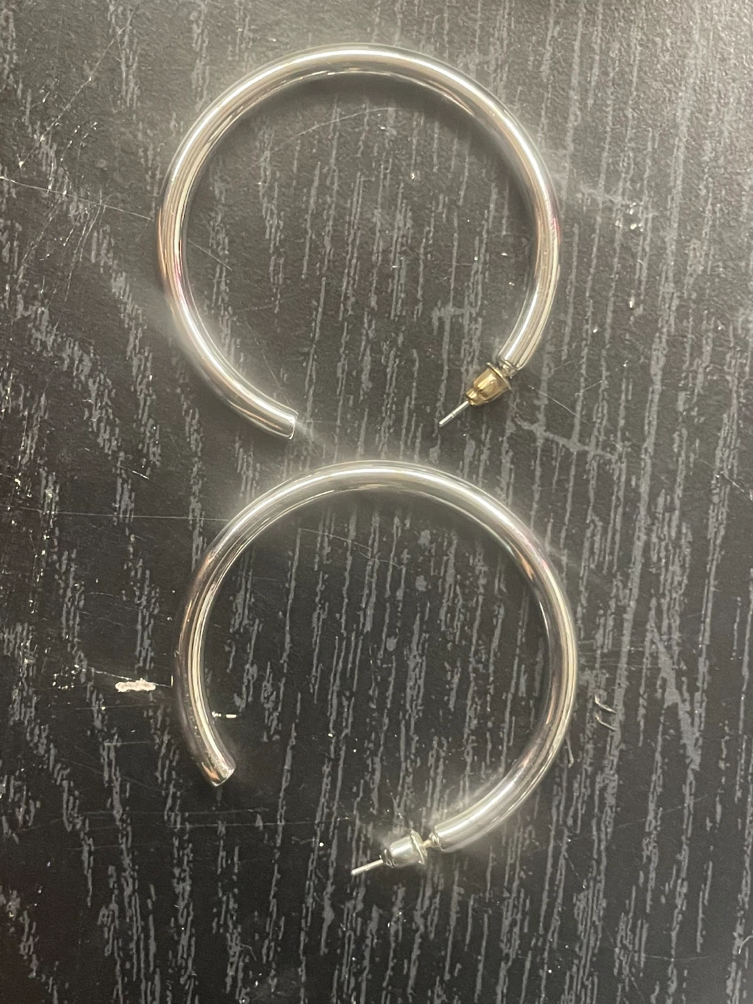 14k White Gold Plated Hoop Earrings