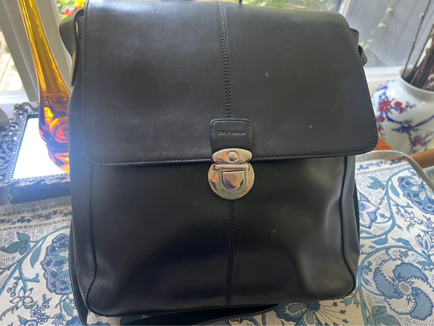 Cole Haan Black Leather Messenger Bag