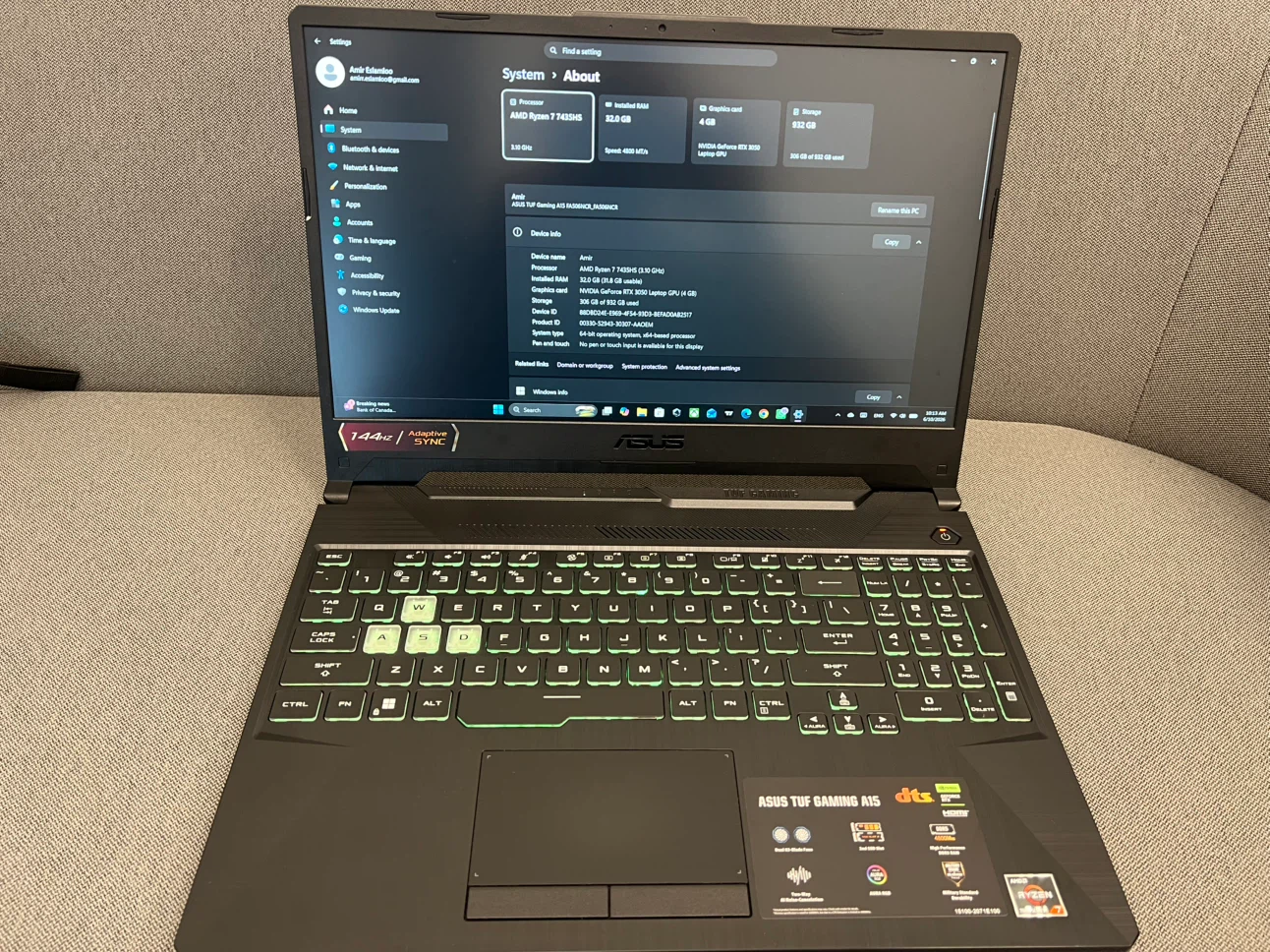ASUS TUF Gaming A15 Laptop - Ryzen 7, RTX 3050 - photo 4