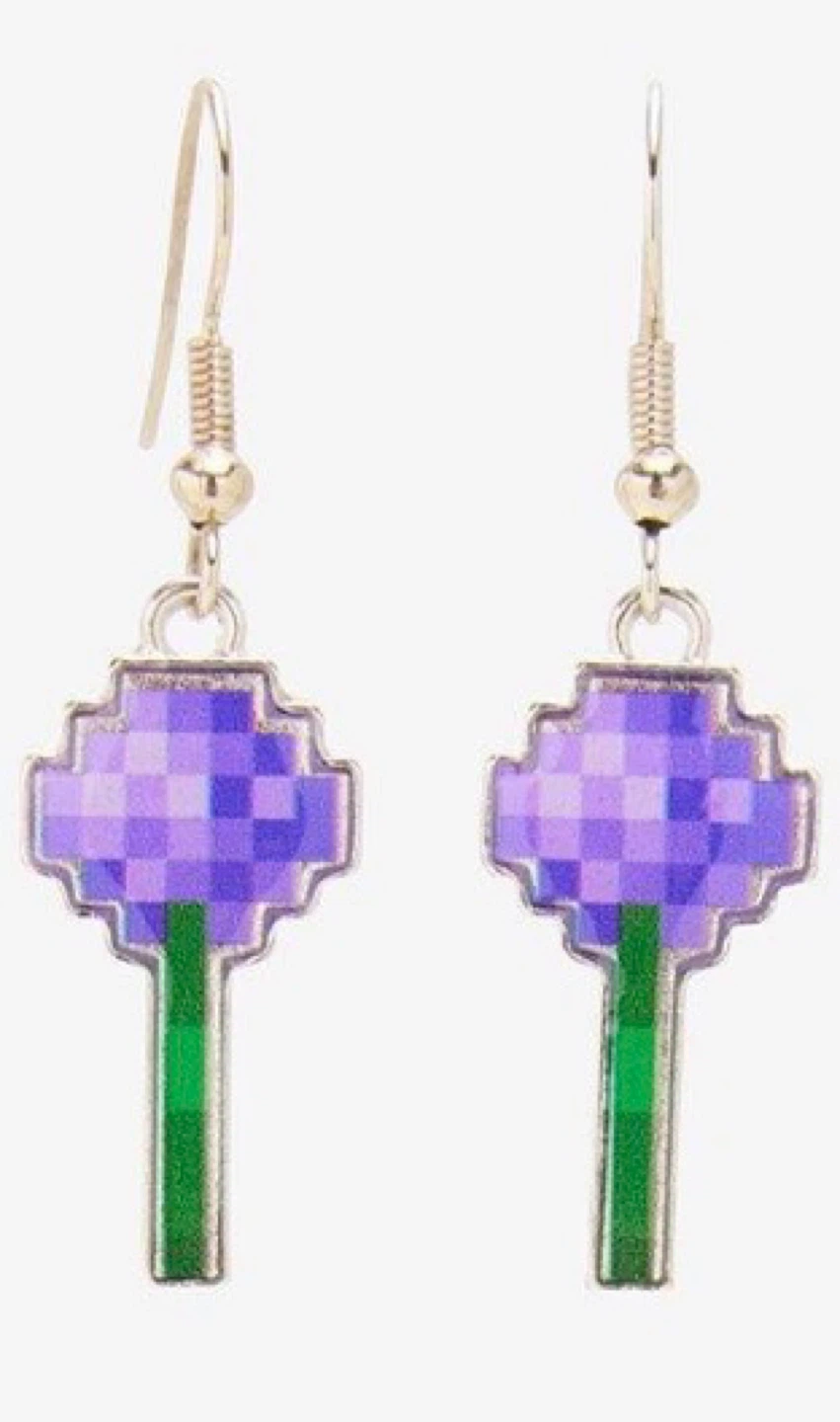 Minecraft Allium Flower Dangle Earrings