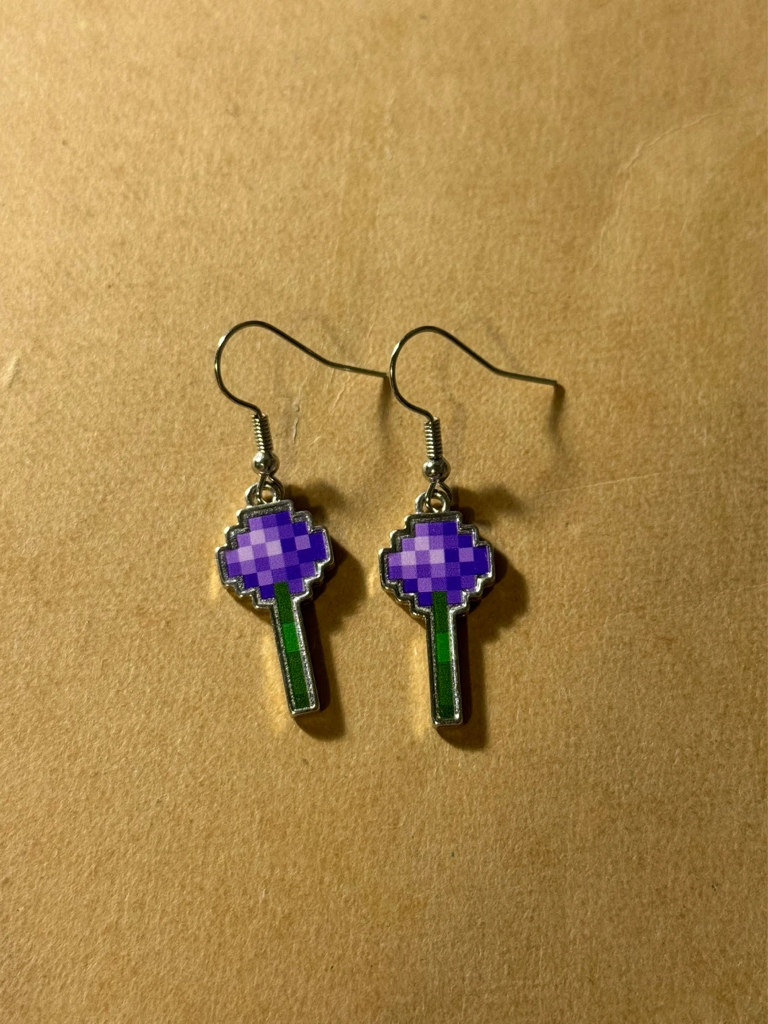 Minecraft Allium Flower Dangle Earrings - photo 2