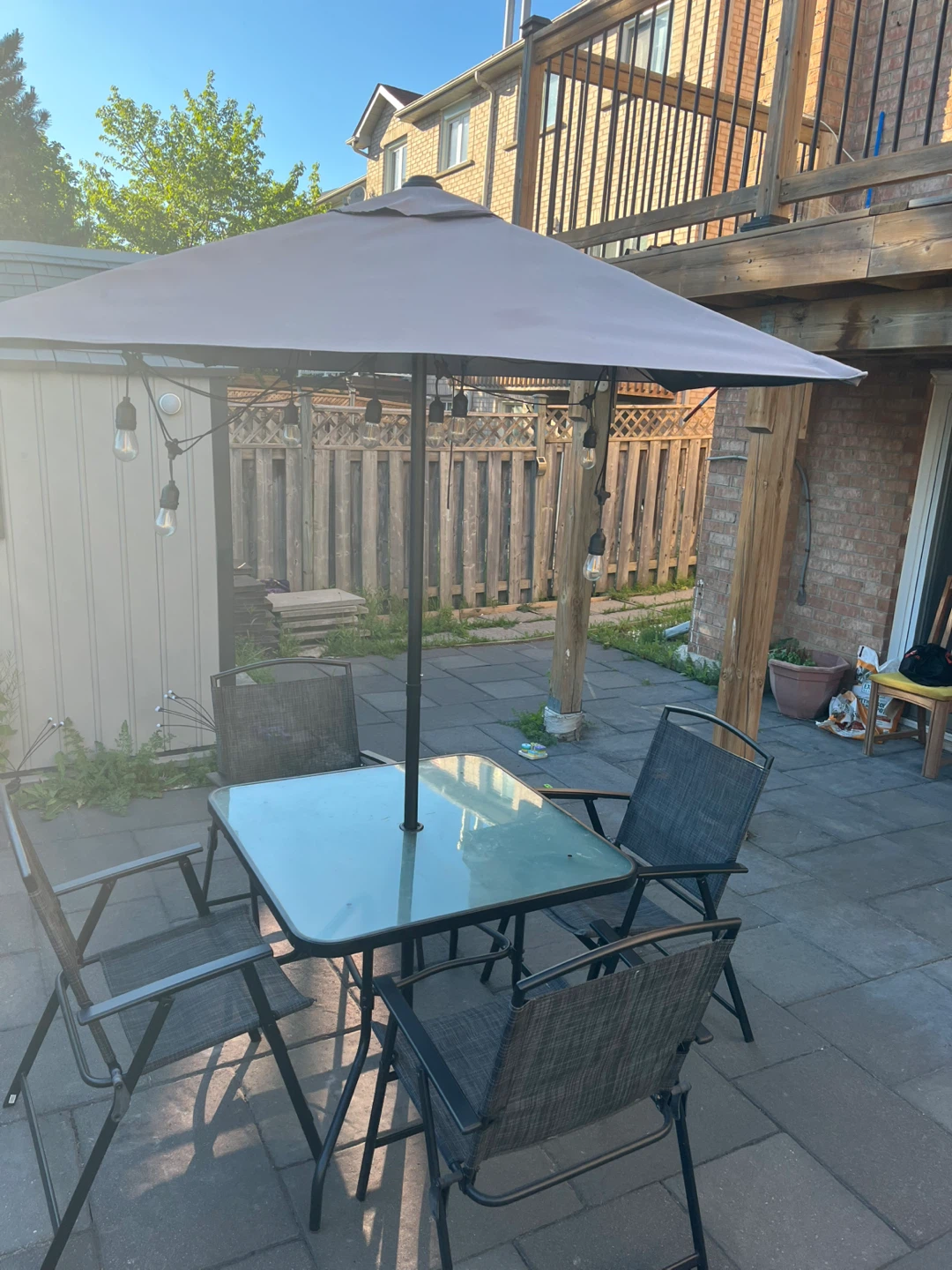 Glass Top Patio Table and Chairs Set with Umbrella - photo 2
