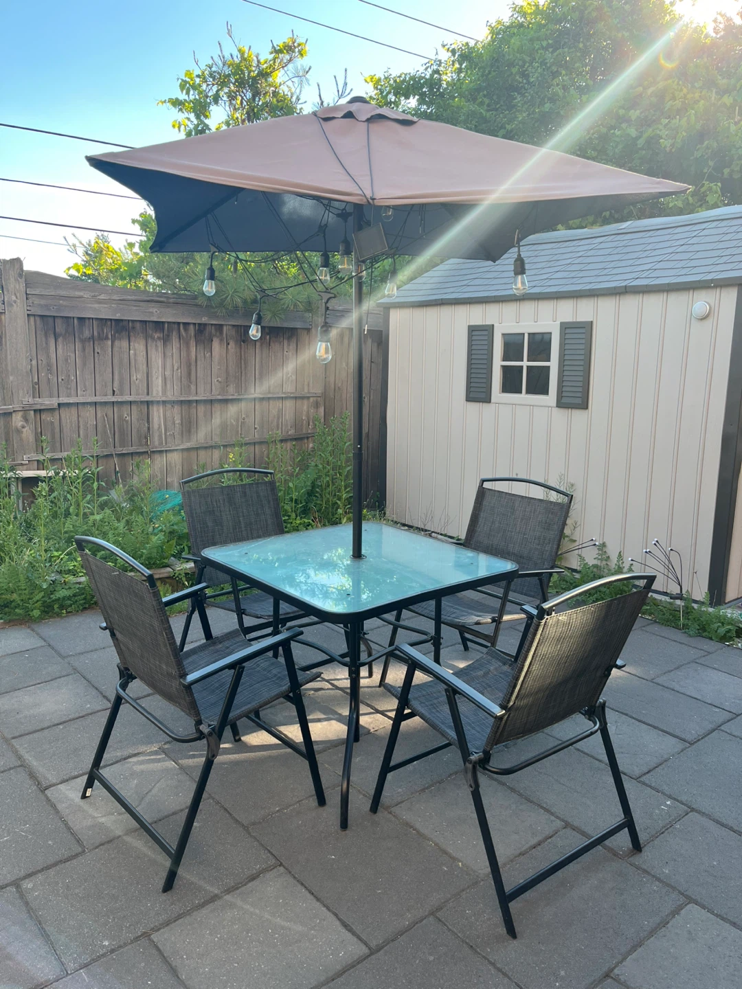 Glass Top Patio Table and Chairs Set with Umbrella - photo 5