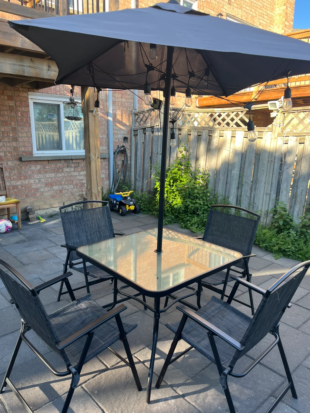 Glass Top Patio Table and Chairs Set with Umbrella - photo 4