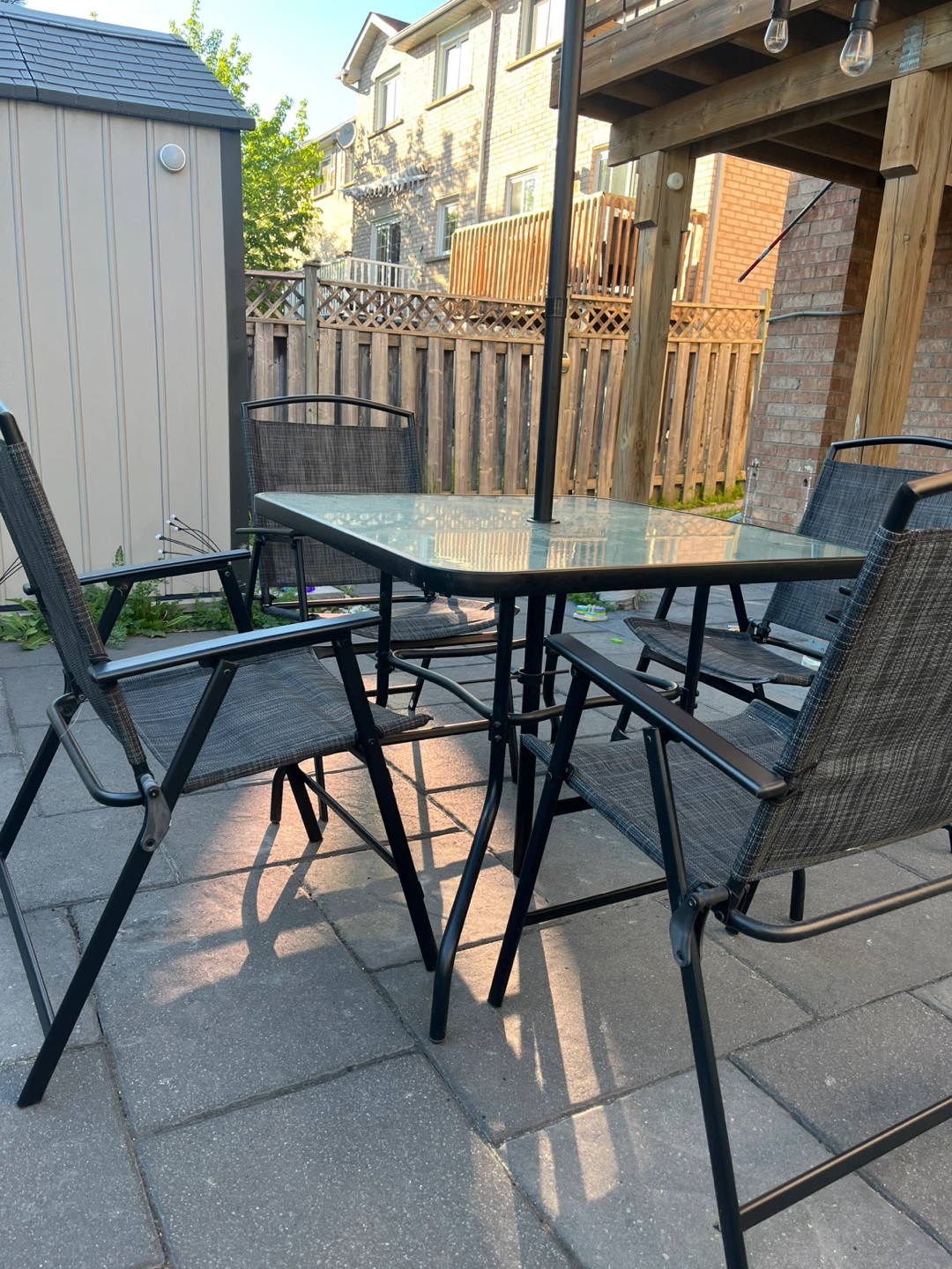 Glass Top Patio Table and Chairs Set with Umbrella - photo 3