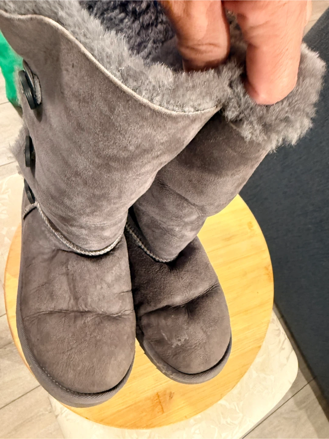 UGG Australia Grey Suede Boots with Buttons - photo 2