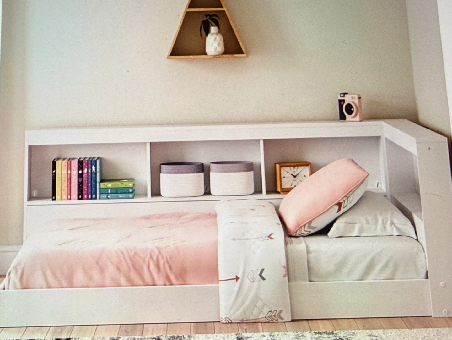 8” Box spring + Kids Twin Bed Frame with Bookcase Headboard - photo 5
