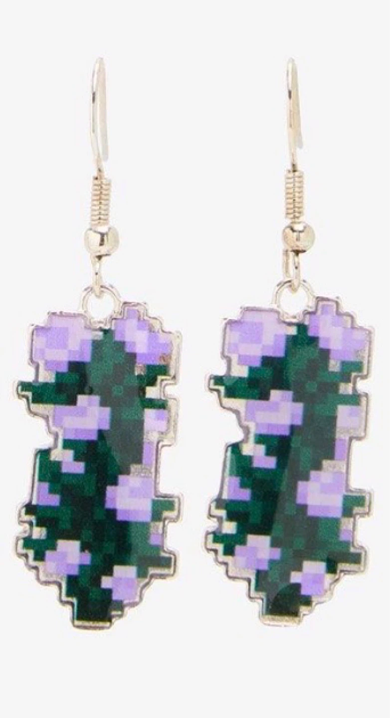 Minecraft Peony Flower Dangle Earrings