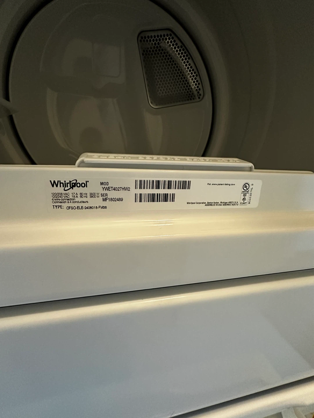 Whirlpool stack washer and dryer combo - photo 4