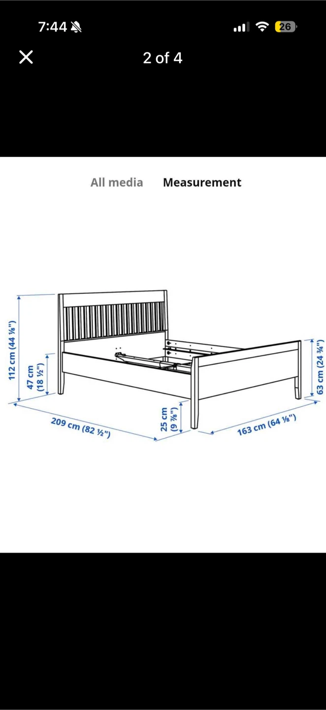 White IKEA Queen bedframe - photo 3