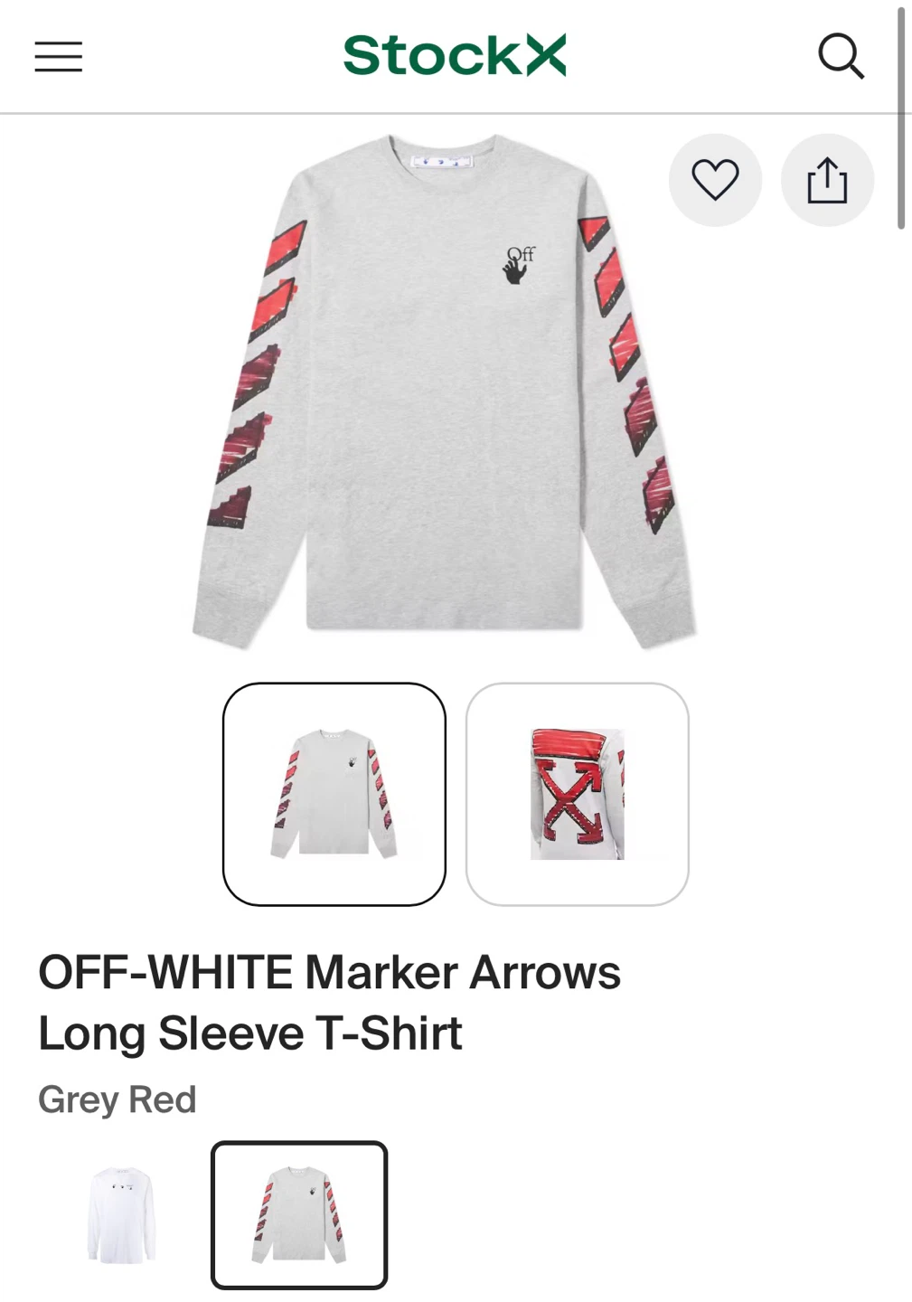 OFF-WHITE Marker Arrows Long Sleeve T-Shirt Grey Red
