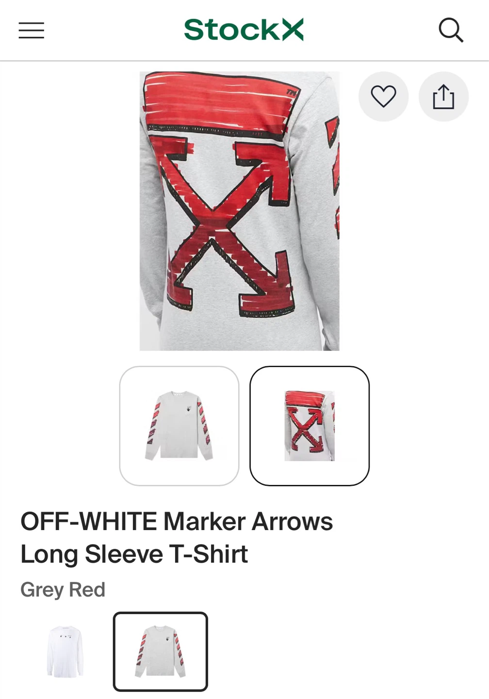 OFF-WHITE Marker Arrows Long Sleeve T-Shirt Grey Red - photo 2