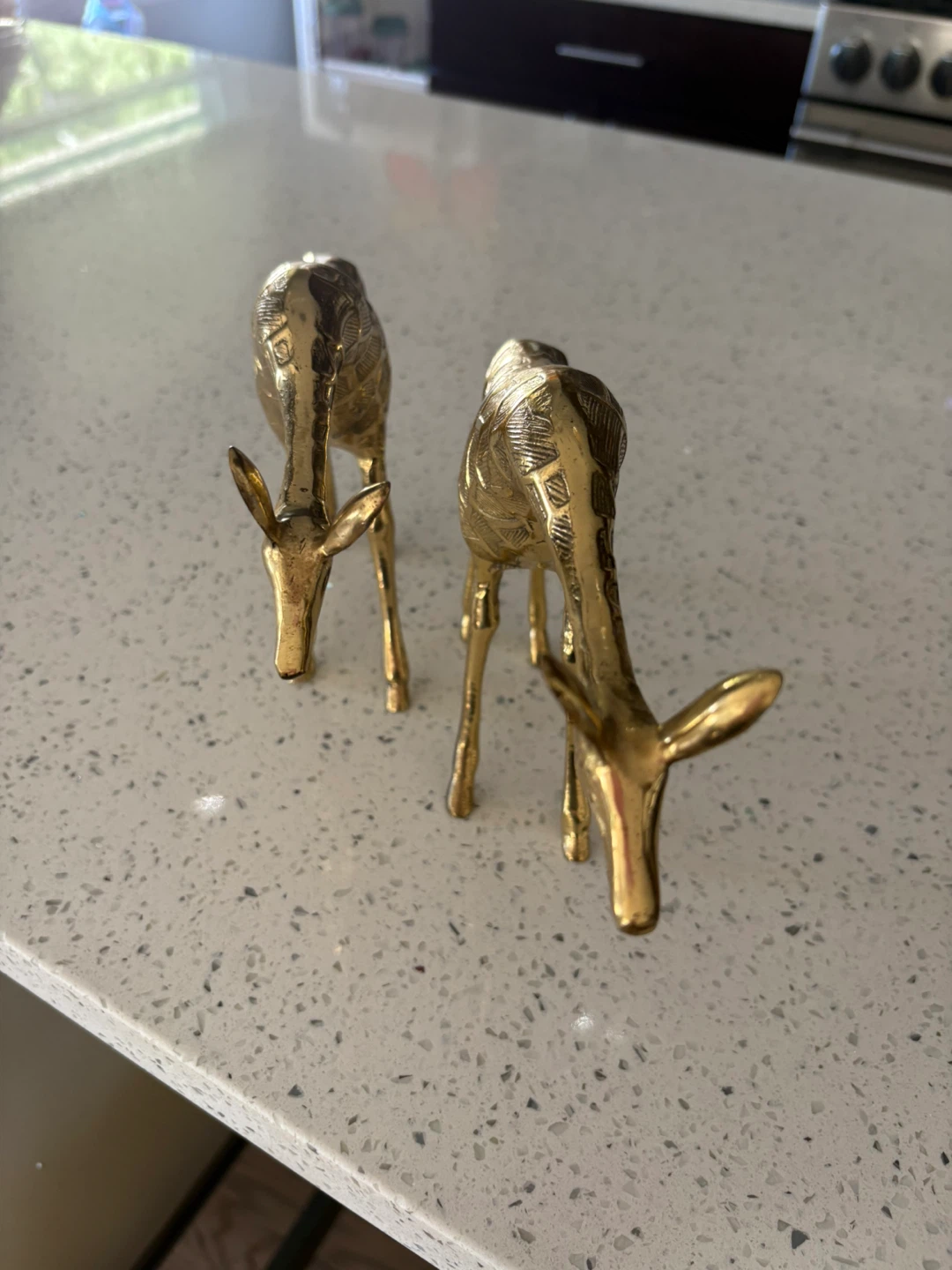 twin vintage giraffes in solid brass - photo 4