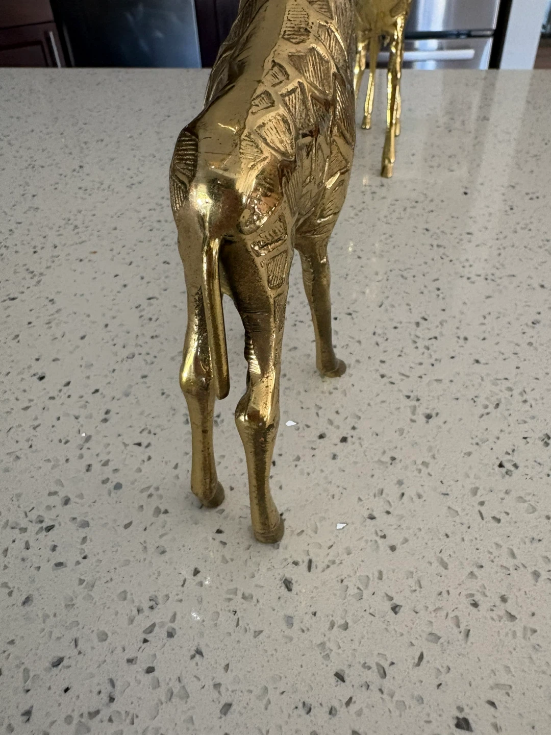twin vintage giraffes in solid brass - photo 2