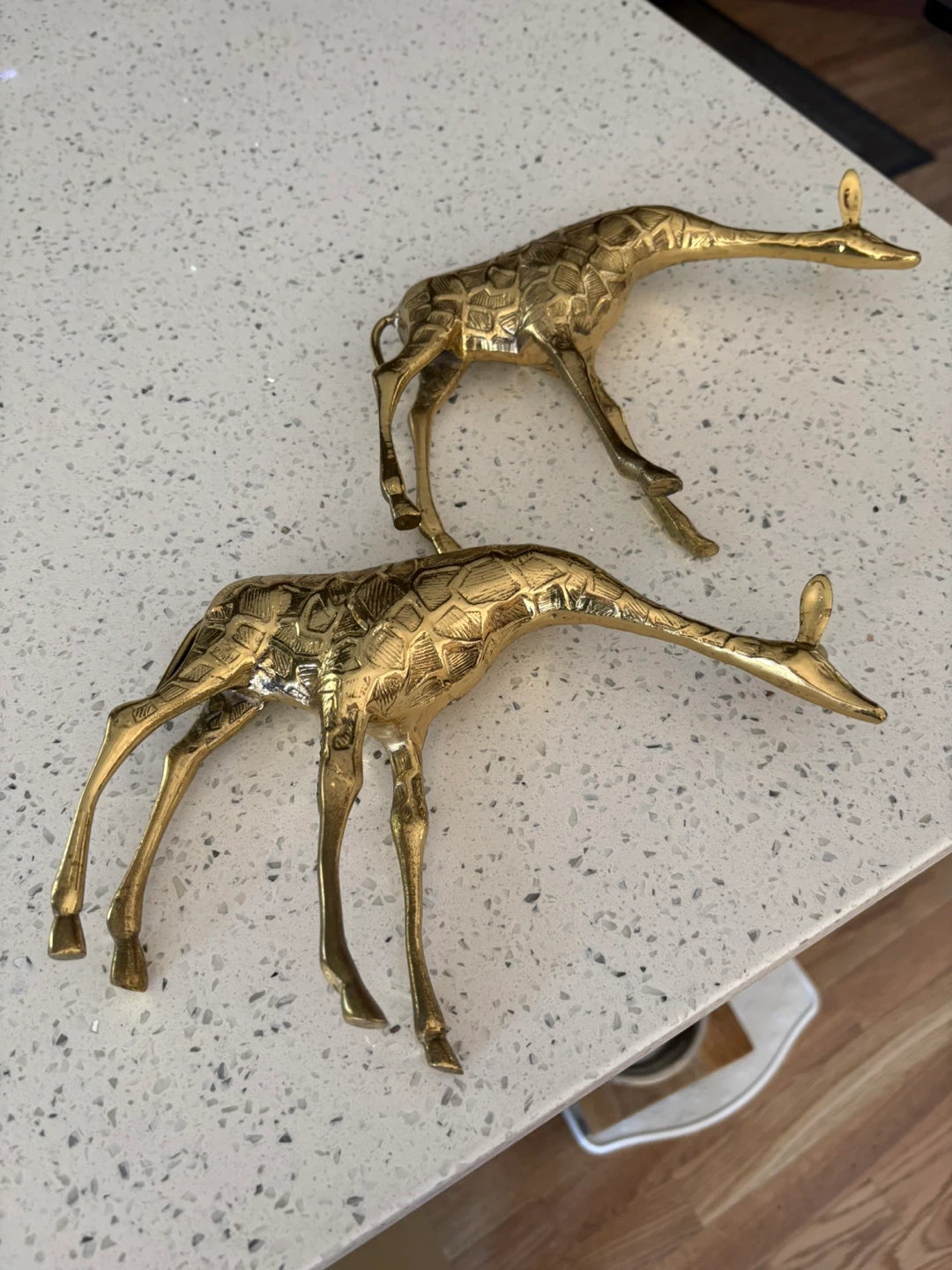 twin vintage giraffes in solid brass - photo 5