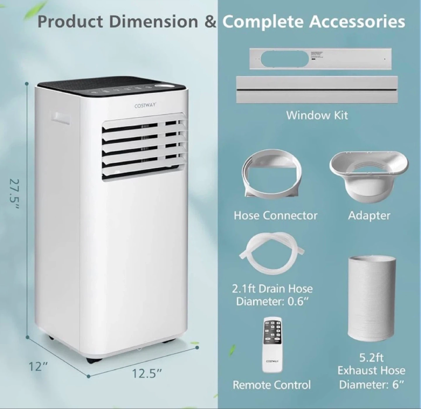 Costway Portable Air Conditioner with Window Kit & Remote - photo 4