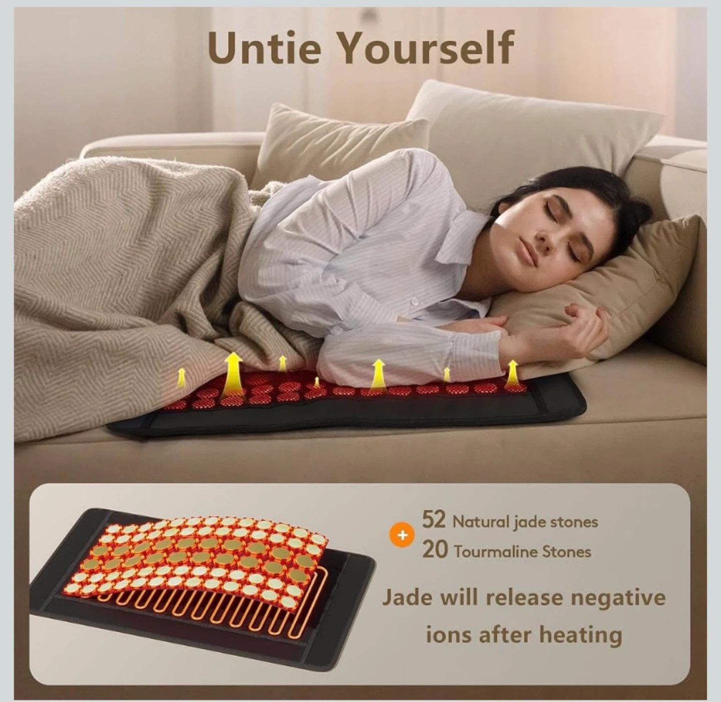 New UTK Natural Jade & Tourmaline Infrared Heating Pad Mat - photo 3