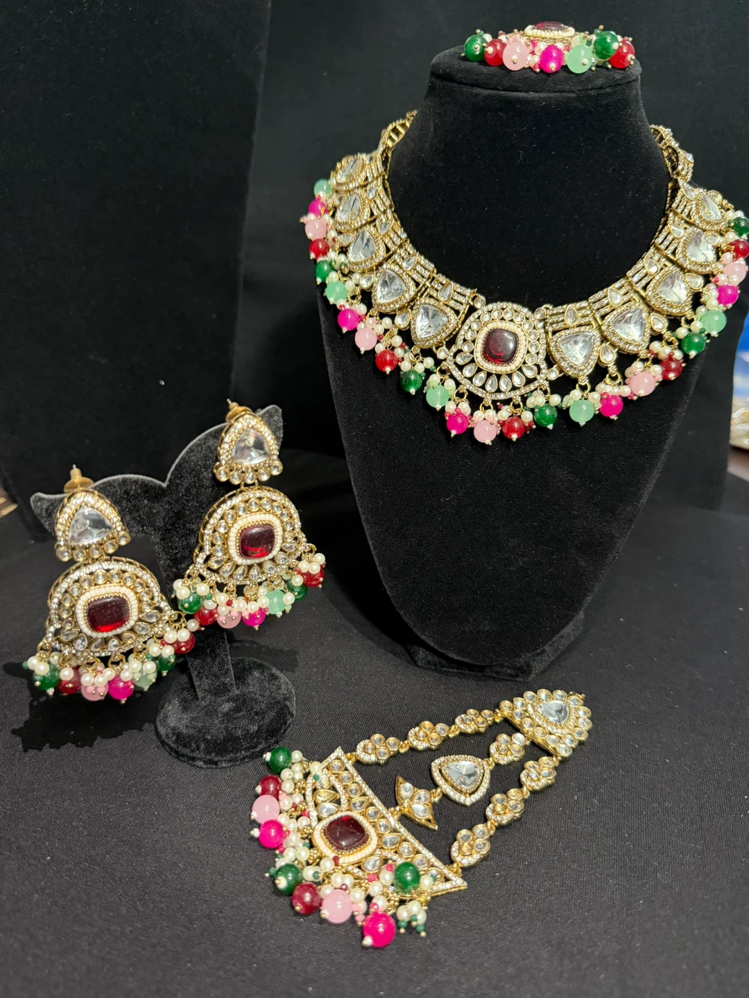 Indian Jewellery Set Necklace Earrings Tikka - photo 5