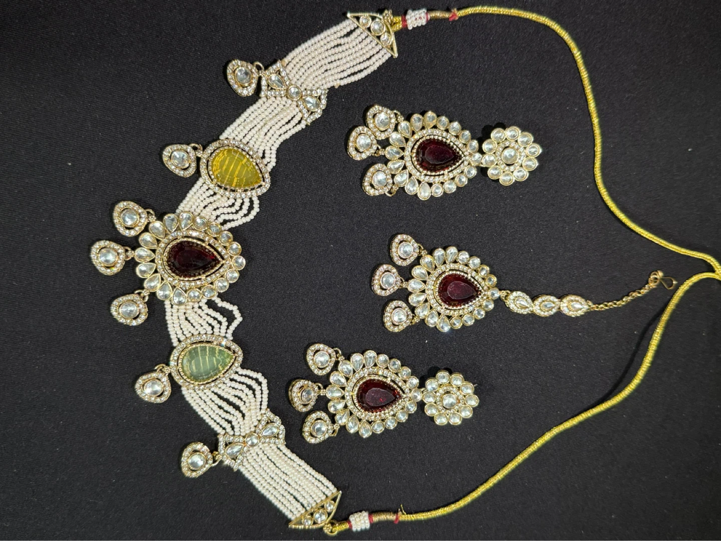 Indian Jewellery Set Necklace Earrings Tikka - photo 2