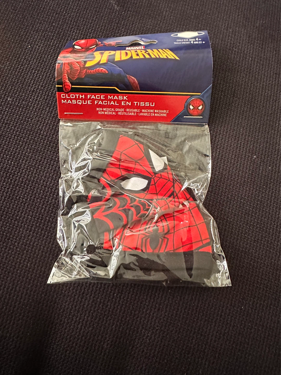 Spider-Man Cloth Face Mask (Child Size Ages 4+)