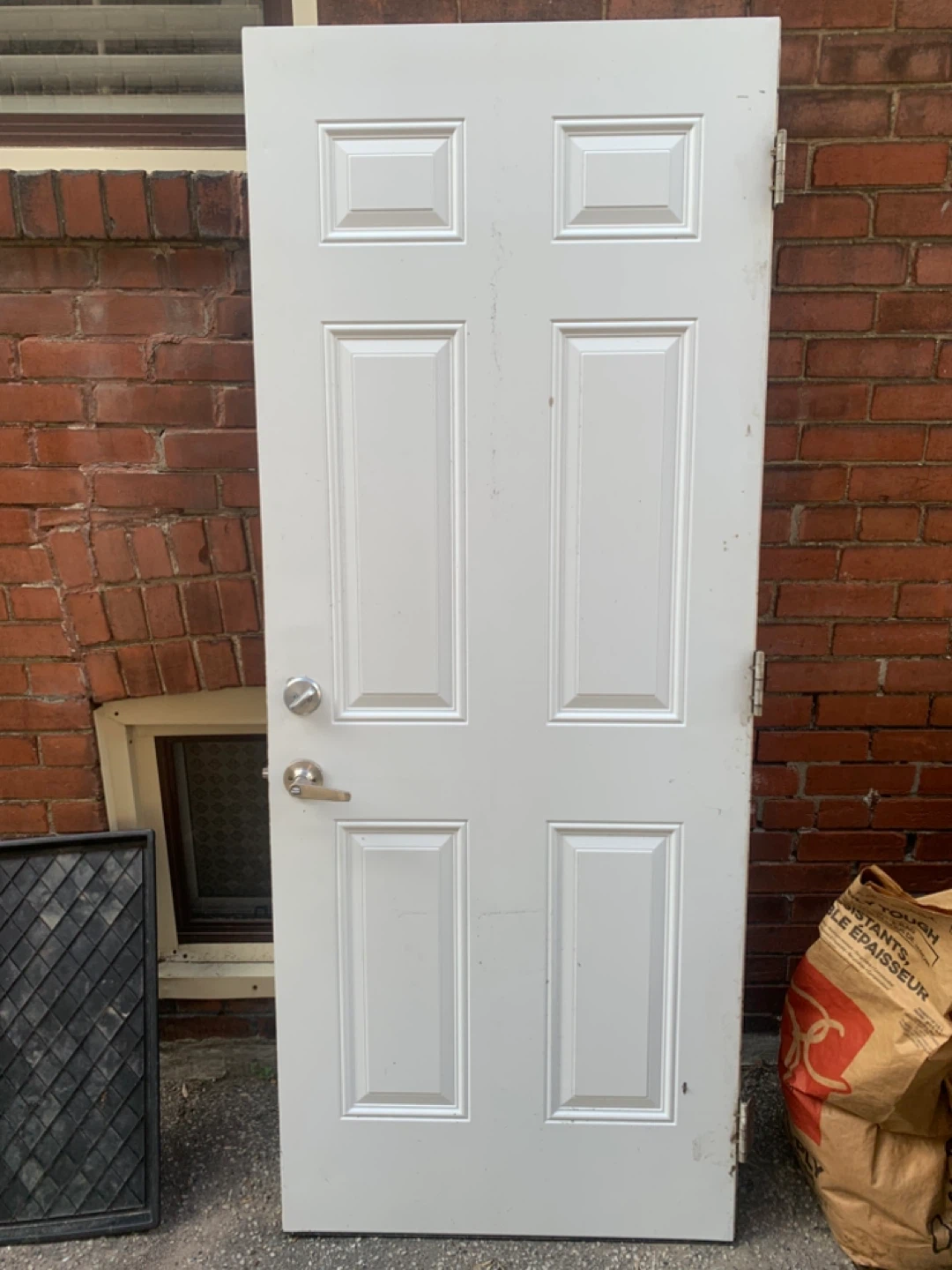 White 6-Panel steel exterior Door with Hardware