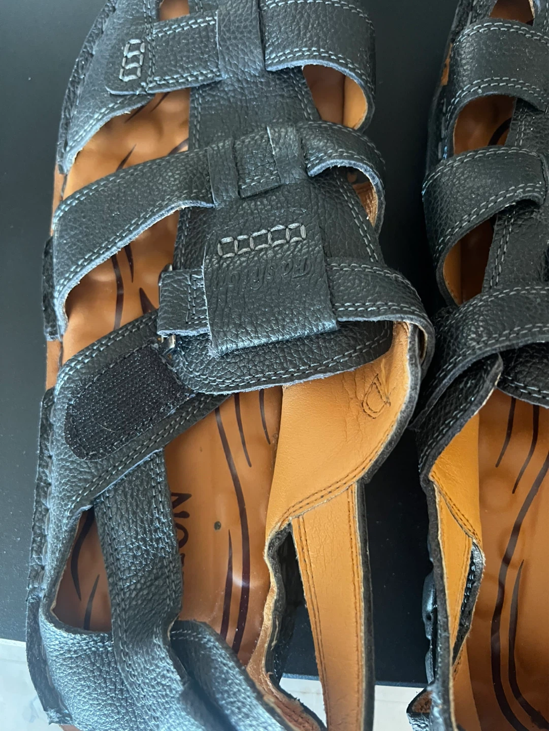 Black Leather Fashion Sport Sandals - photo 2