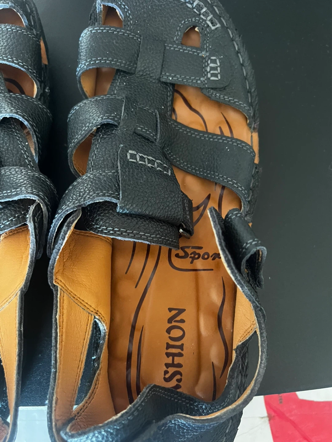 Black Leather Fashion Sport Sandals - photo 3