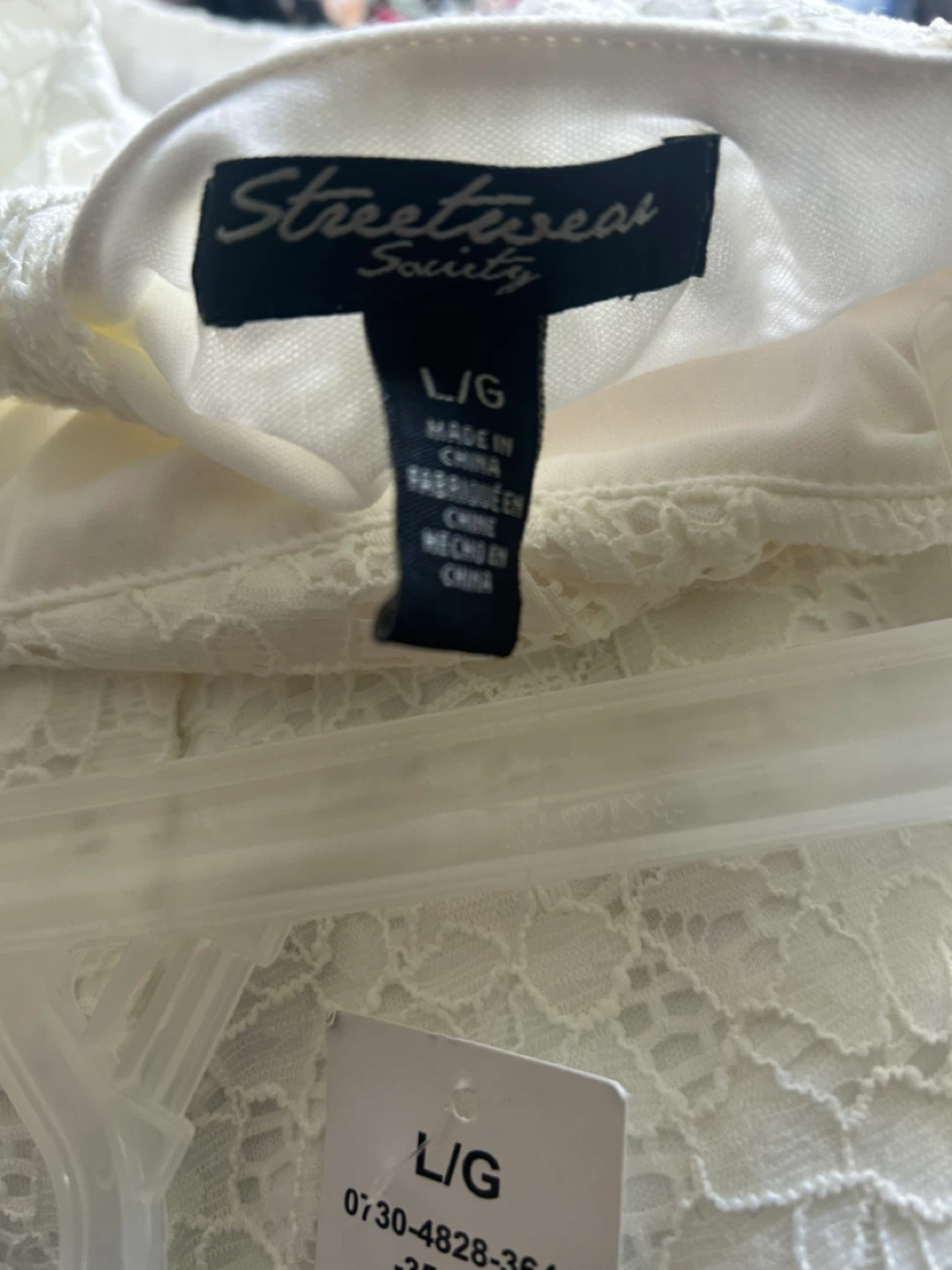White Lace Strapless Dress with Bow Back - photo 3