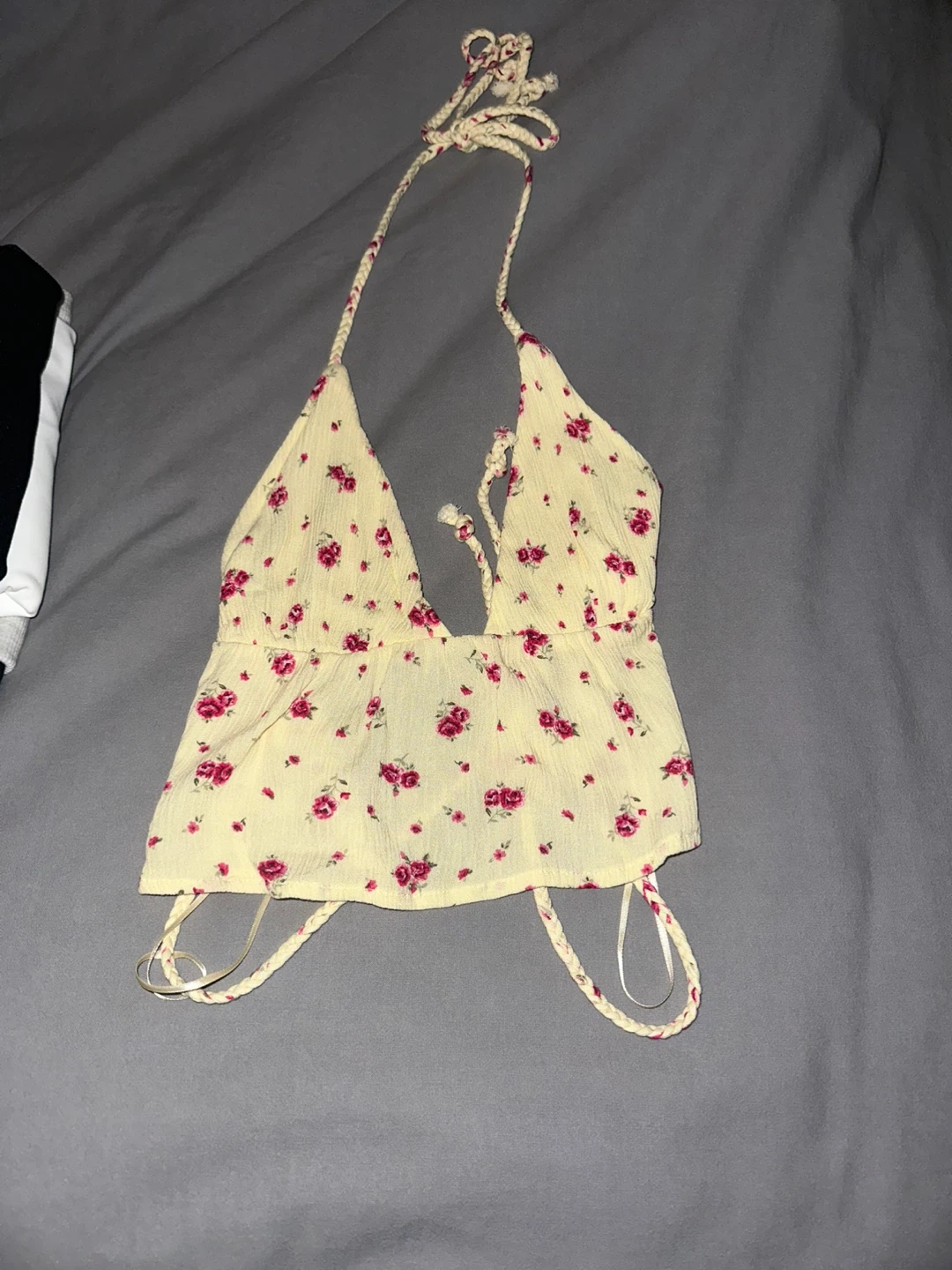 Yellow Floral Halter Top