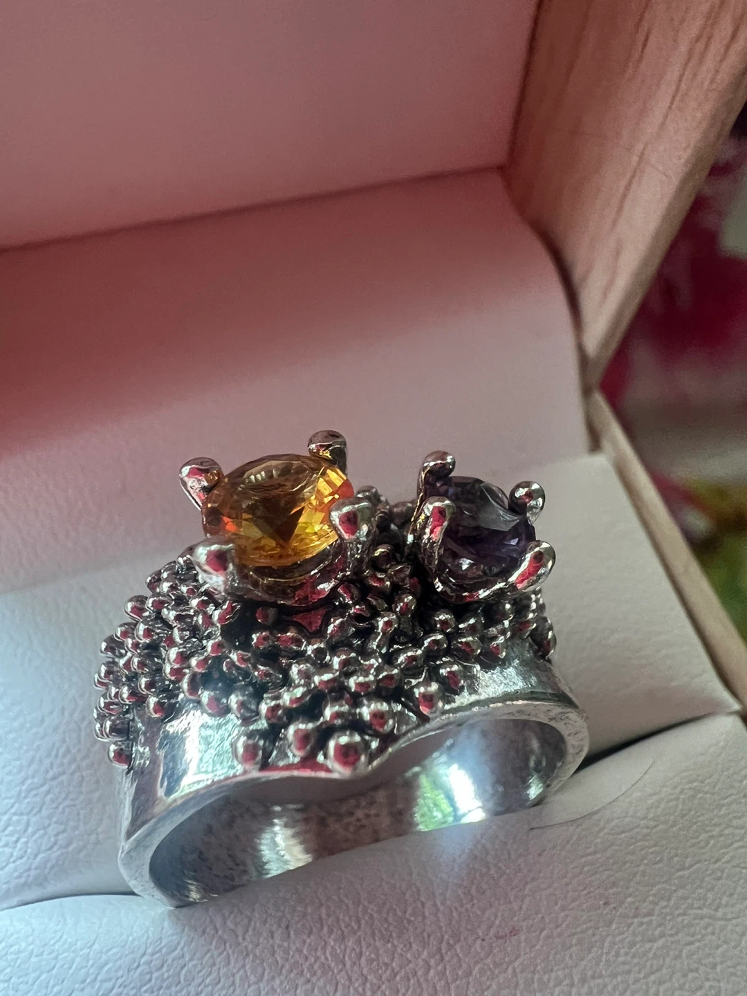 925 Silver Ring with Citrine and Amethyst