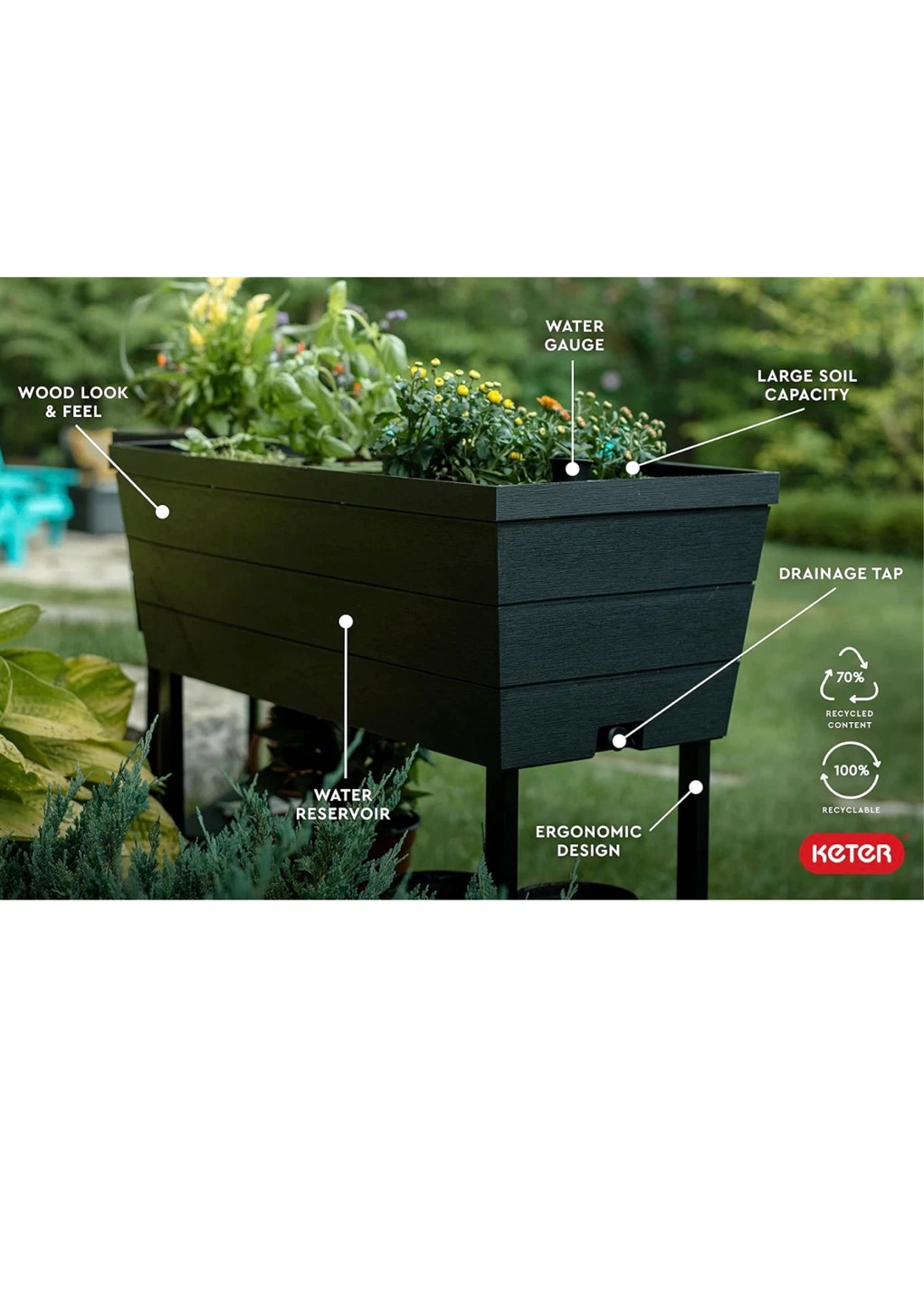 Keter Urban Bloomer 12.7 Gallon Elevated Garden Planter - photo 3
