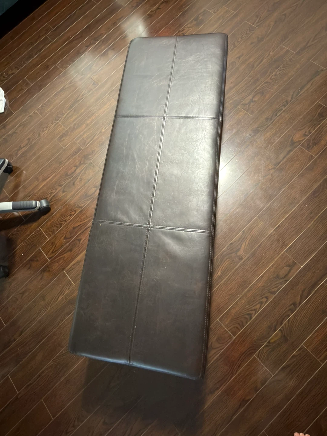 Brown Faux Leather Storage Bench with Legs