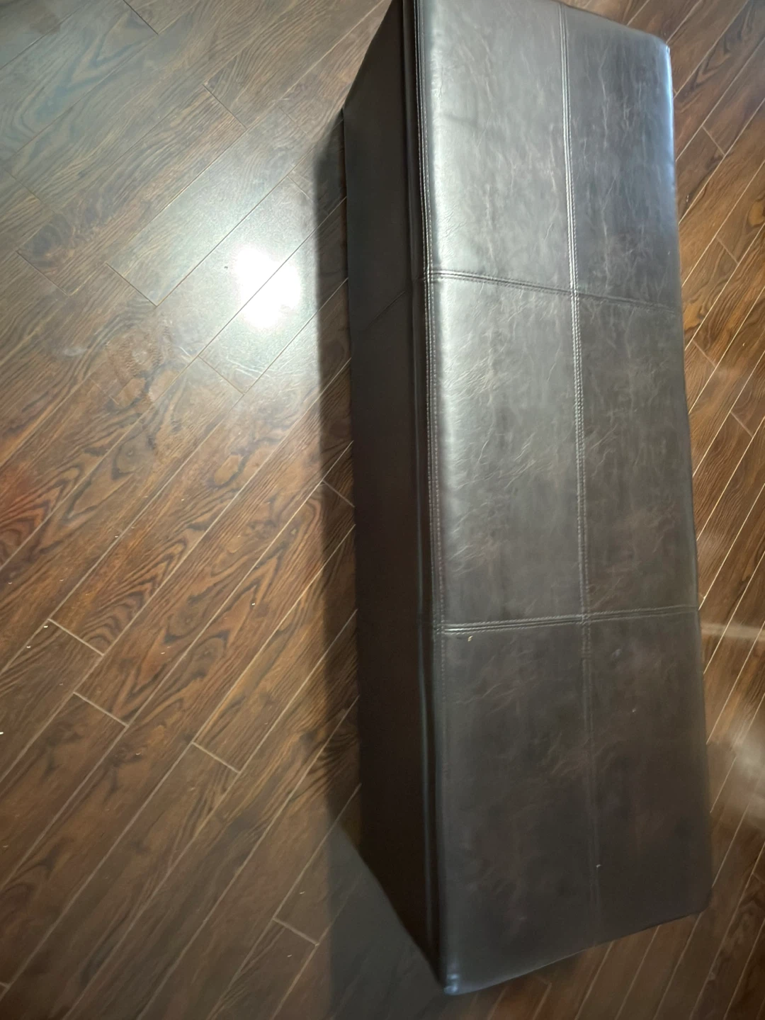 Brown Faux Leather Storage Bench with Legs - photo 2