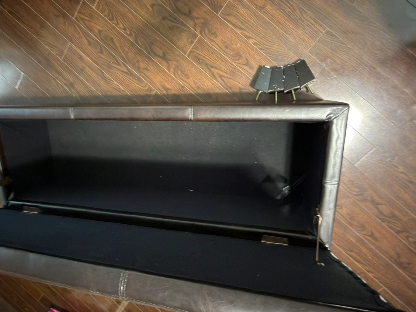 Brown Faux Leather Storage Bench with Legs - photo 3