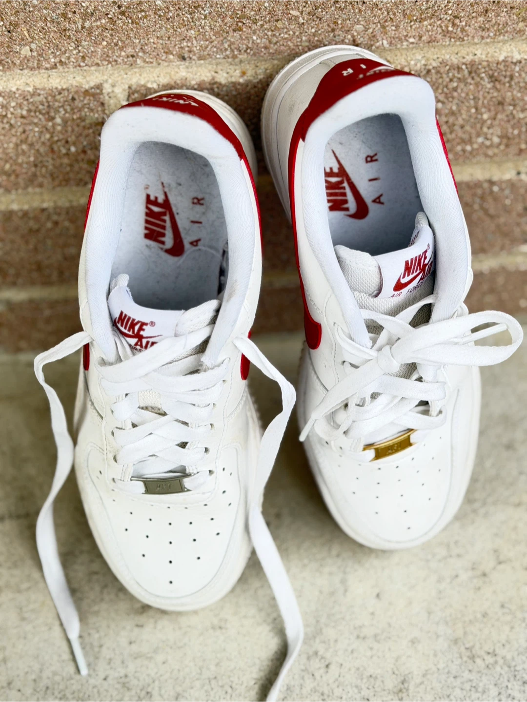 Nike Air Force 1 Sneakers - White/Red - Size 6