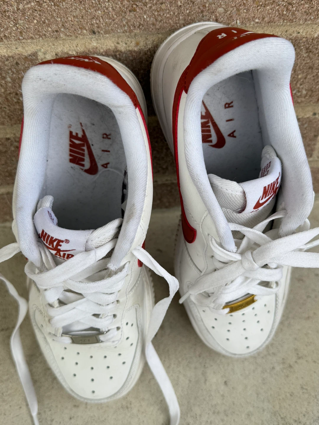 Nike Air Force 1 Sneakers - White/Red - Size 6 - photo 2