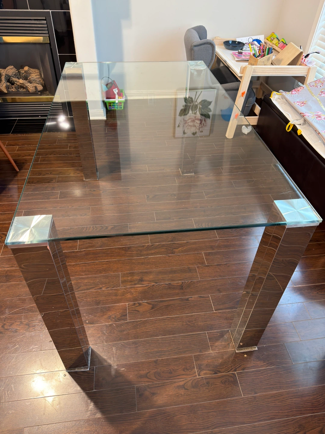 Glass Dining Table with Chrome Legs