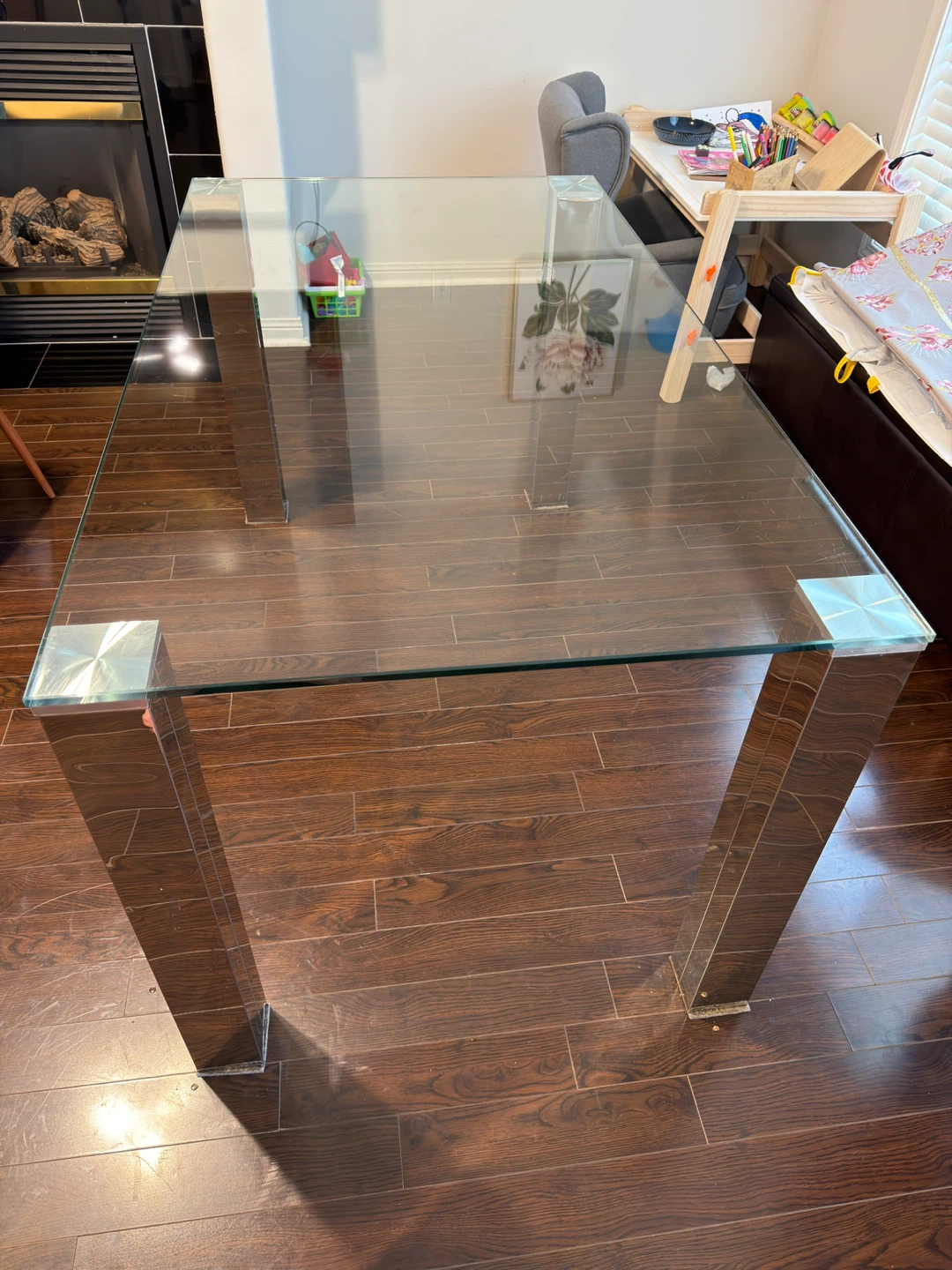 Glass Dining Table with Chrome Legs - photo 4