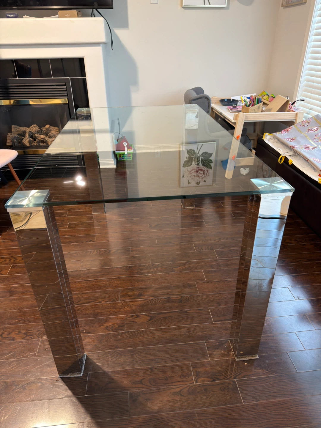 Glass Dining Table with Chrome Legs - photo 3