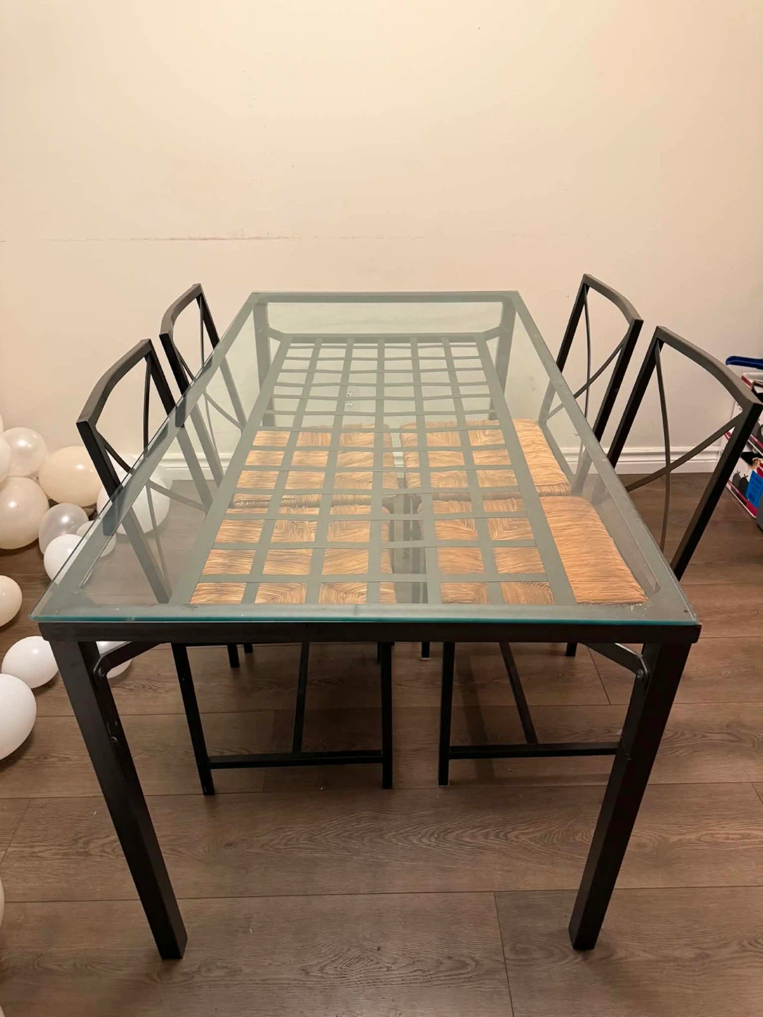Modern Glass & Metal Dining Set