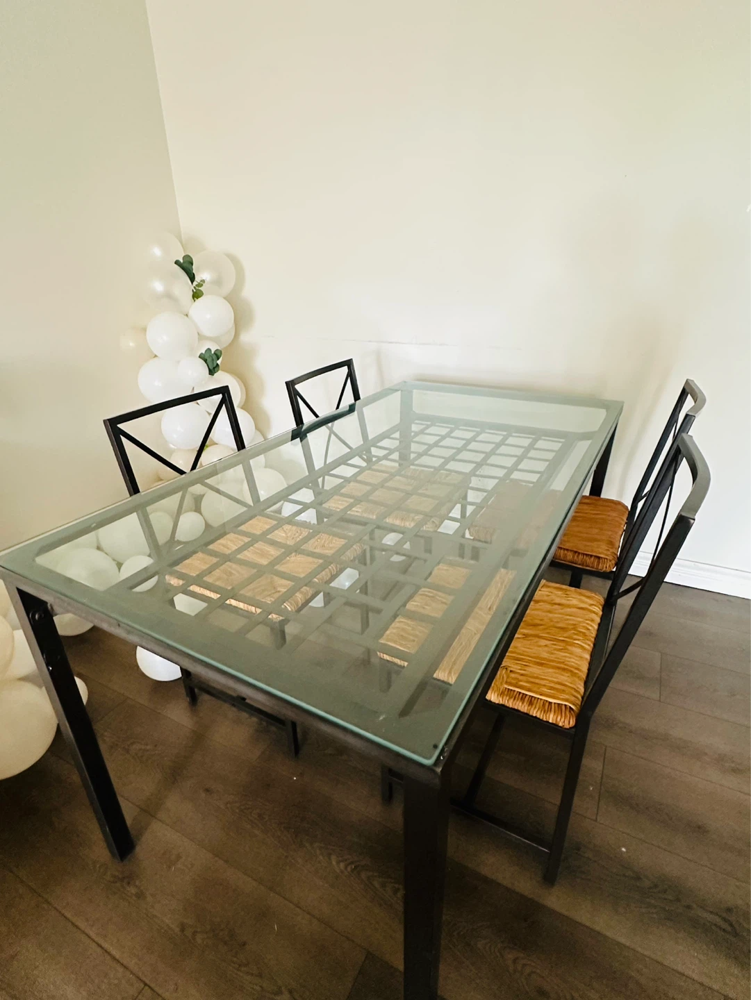 Modern Glass & Metal Dining Set - photo 4