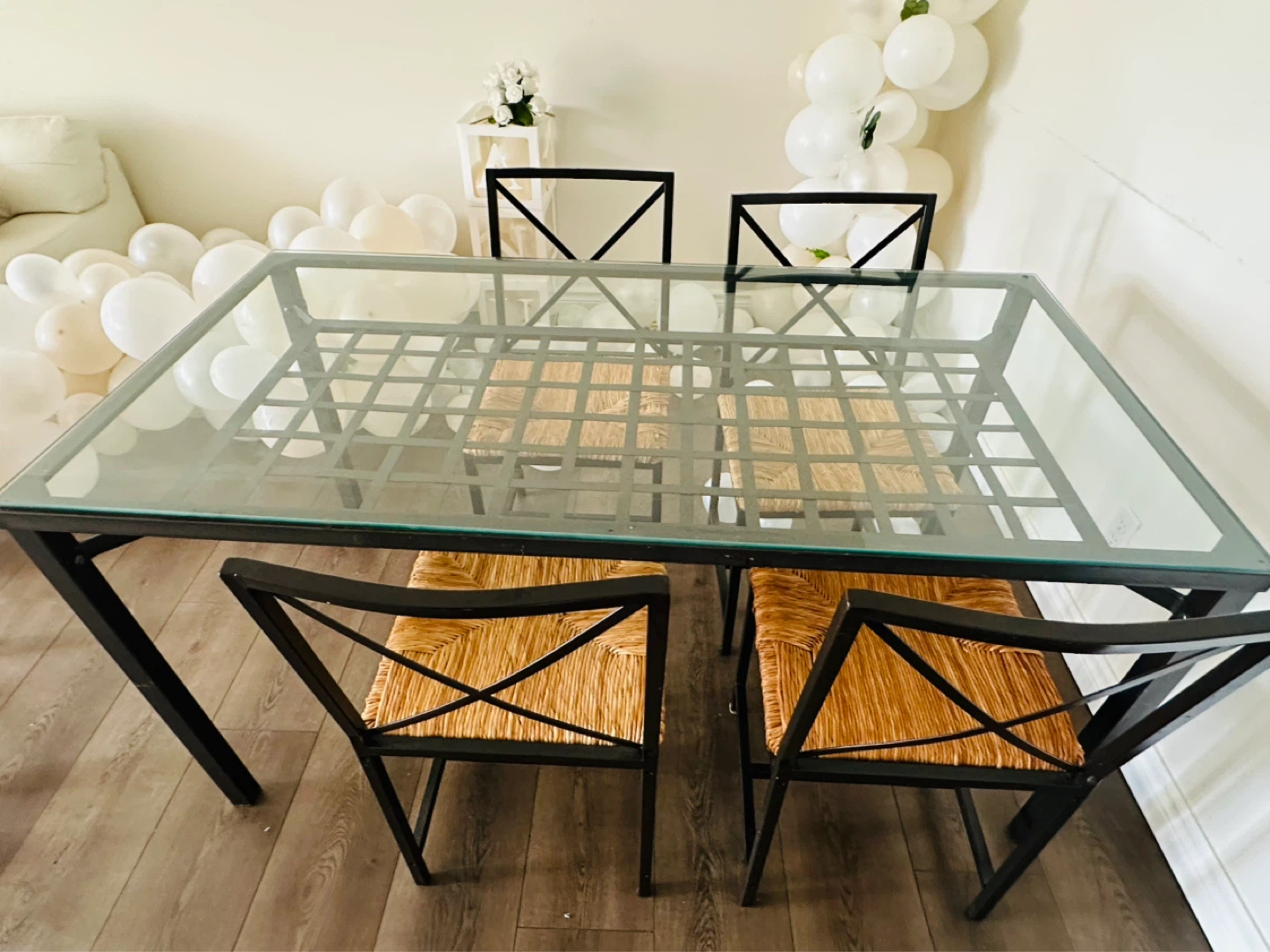 Modern Glass & Metal Dining Set - photo 3