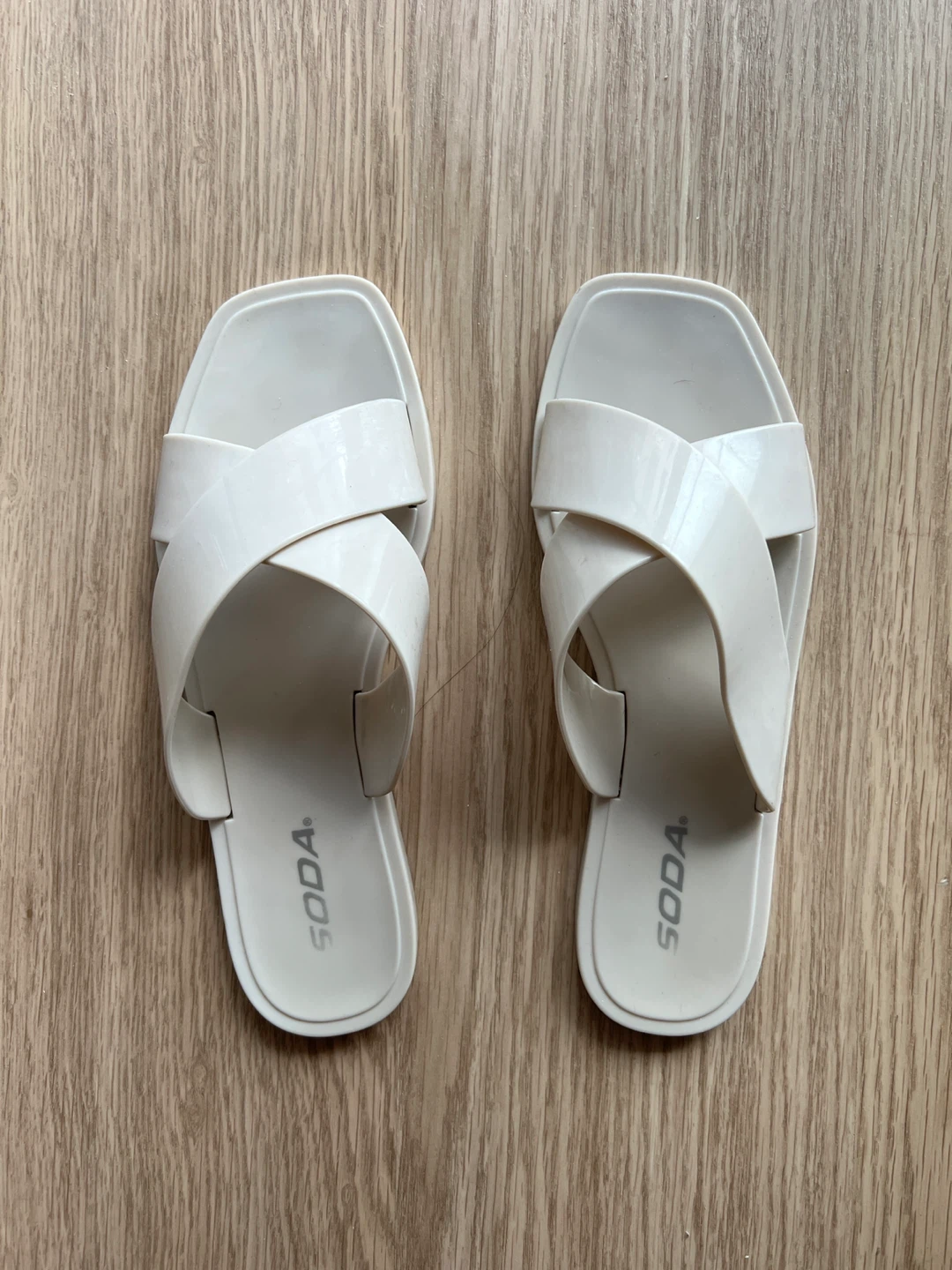 Cream Slides Sandals