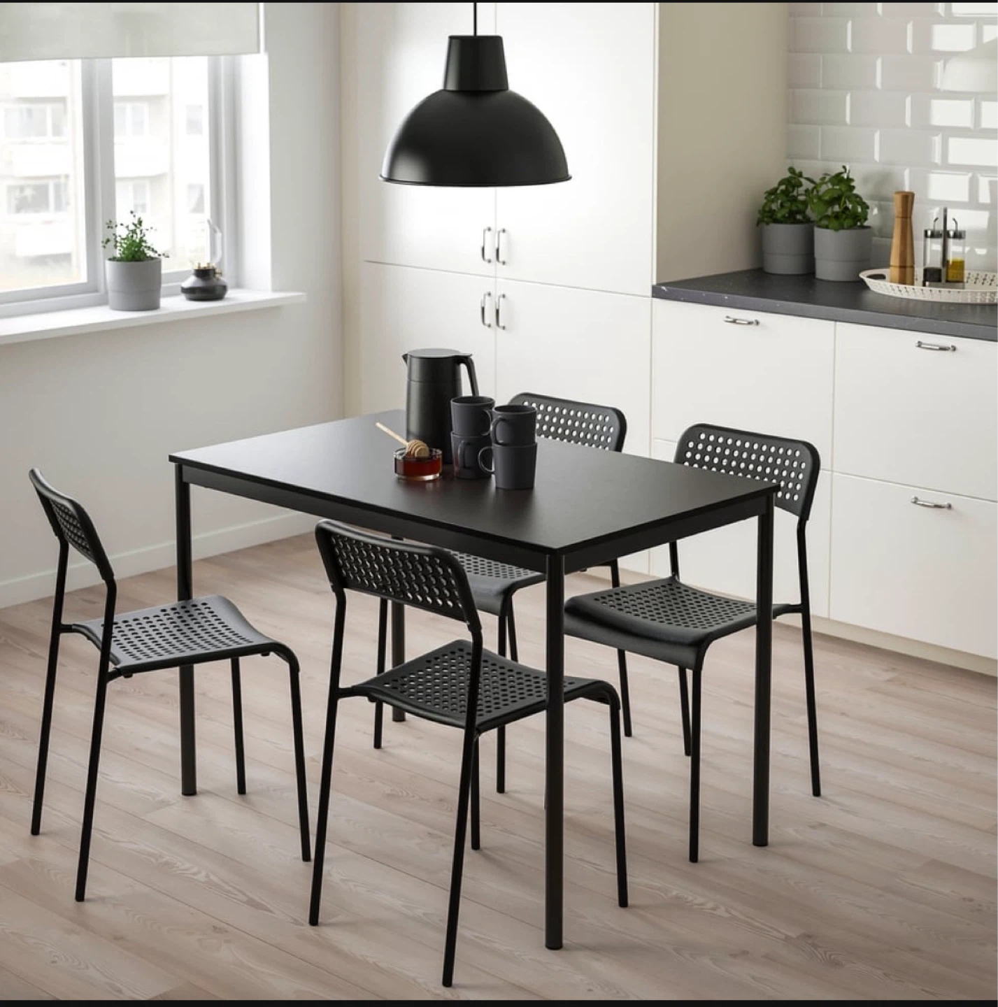 IKEA dining Table and 4 Chairs, Black