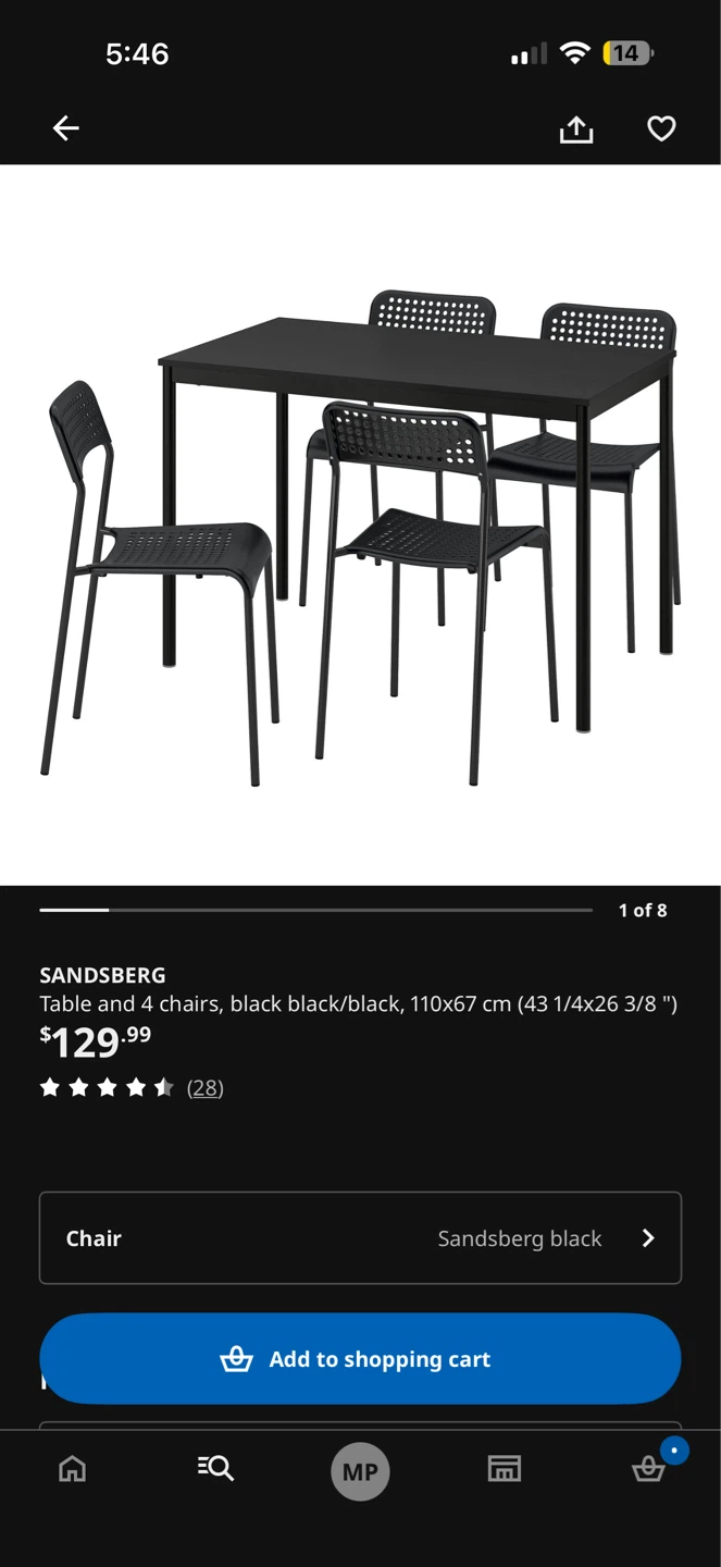 IKEA dining Table and 4 Chairs, Black - photo 3