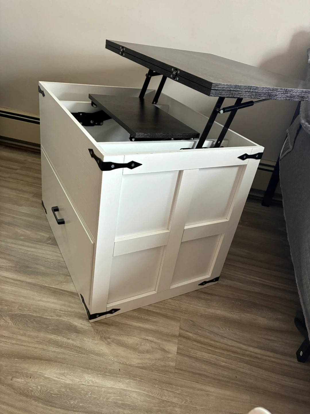 White Lift Top Coffee Table with Drawer
