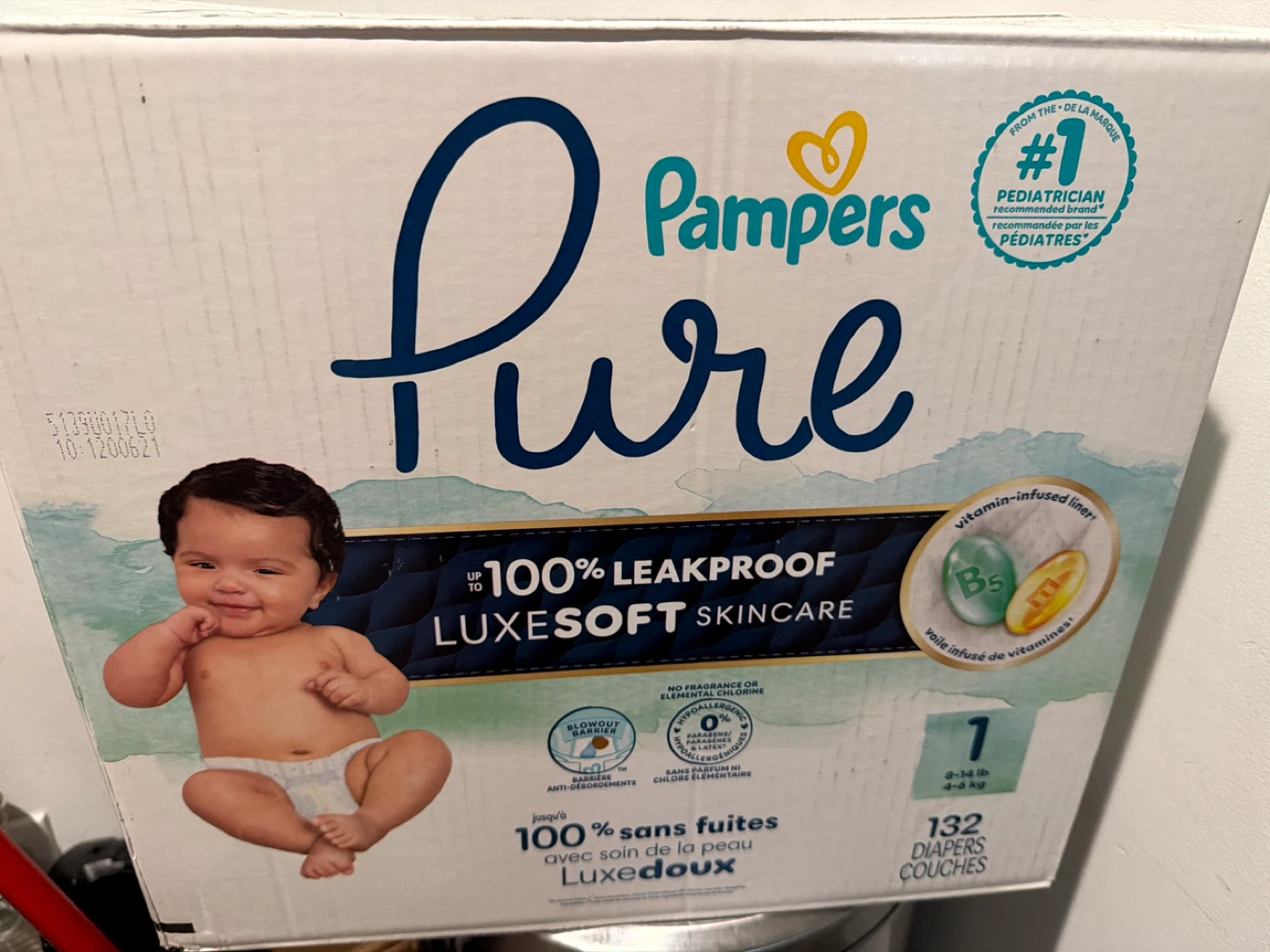 Pampers Pure Size 1 Diapers - 132 Count