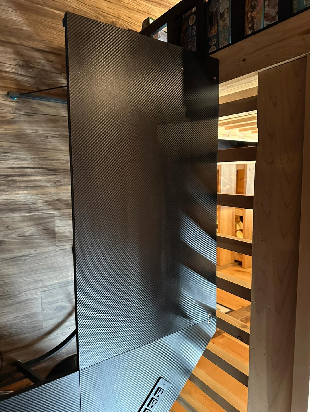 Black L-Shaped Gaming Desk with Carbon Fiber Finish - photo 3