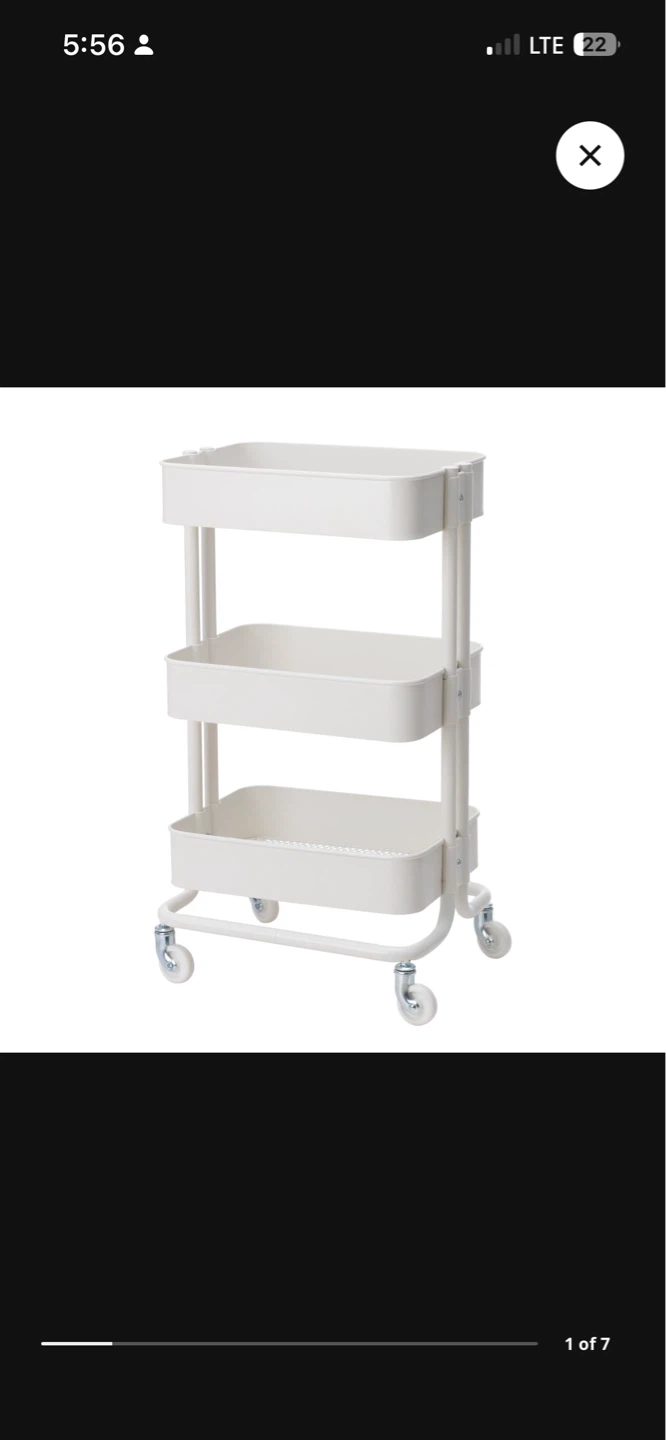 White 3-Tier Rolling Storage Cart